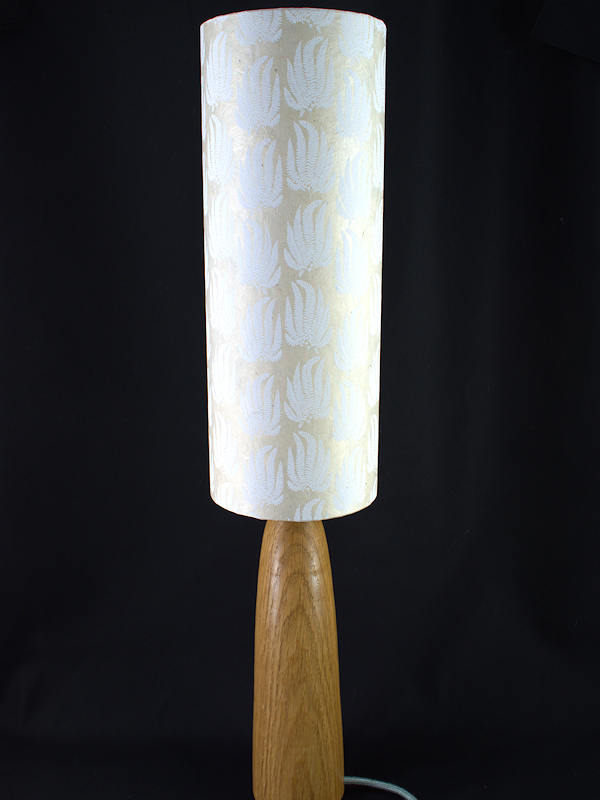Tall cylinder lampshade with fern leaf motif in cream paper